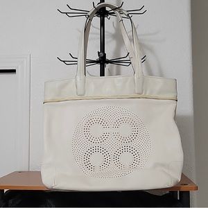 Coach large bag creme with yellow